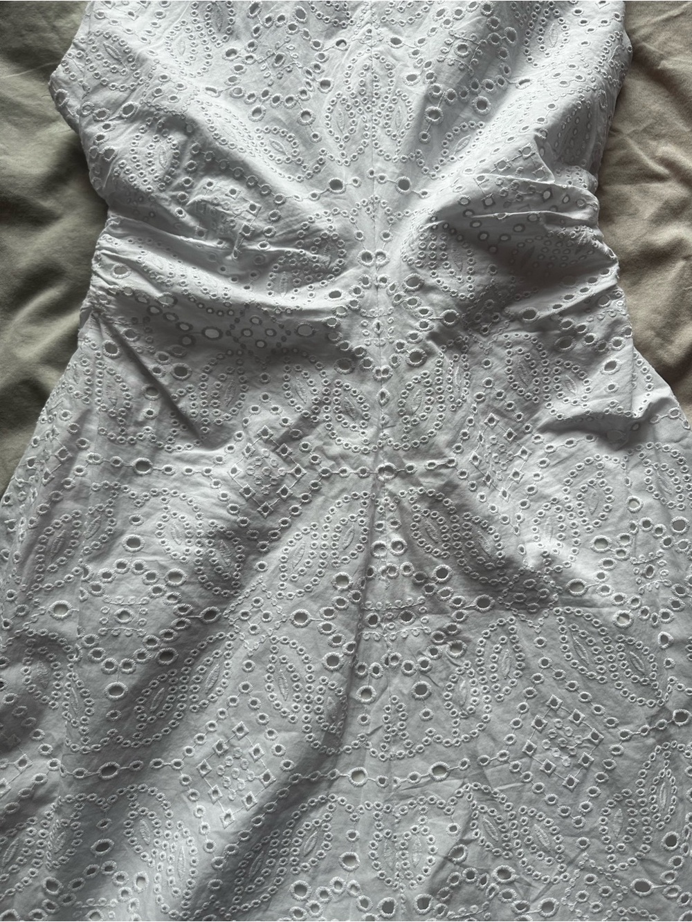 Veronica Beard Romantic Eyelet Midi Dress White Cotton Sleeveless Size 8 - Picture 9 of 13